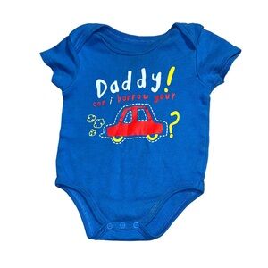 3 FOR $10 MONKEY BARS 3-6M Cotton “ Daddy Can I Borrow Your Car? “ Onesie